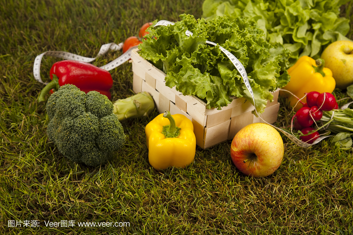 蔬菜和健康在绿草中